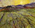 Campo cerrado con sol naciente paisaje de Vincent van Gogh